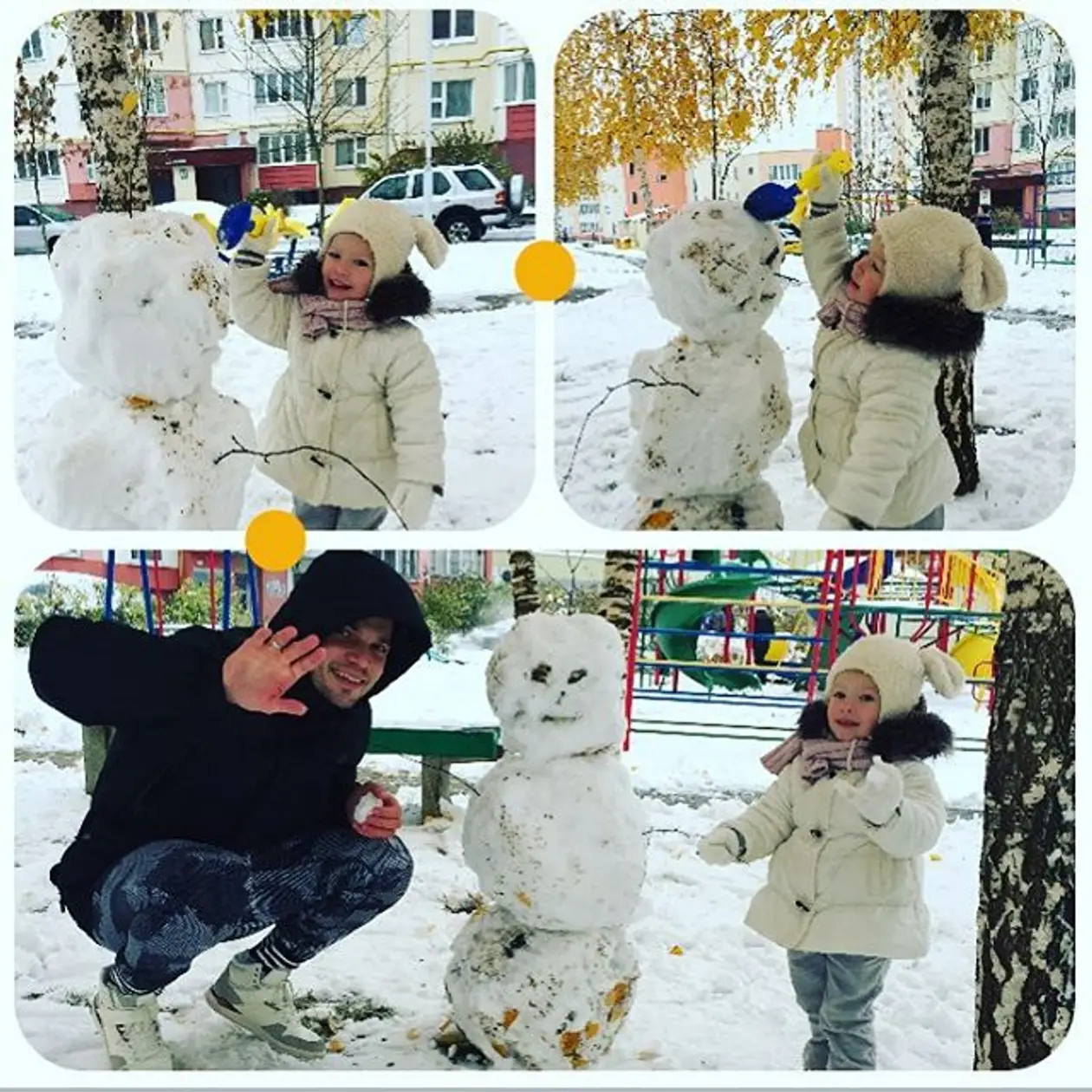 Габовда и Януш уже в ноябре слепили первых снеговиков