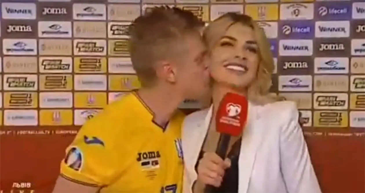 Зинченко поцеловал журналистку после победы над Сербией