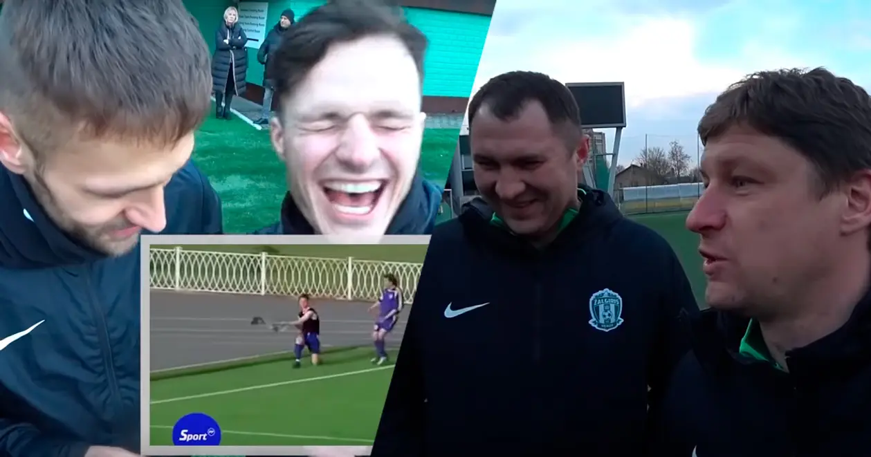 Футболистам «Жальгириса» показали смешное празднование Алексея Баги в молодости. Игроки засмеяли тренера