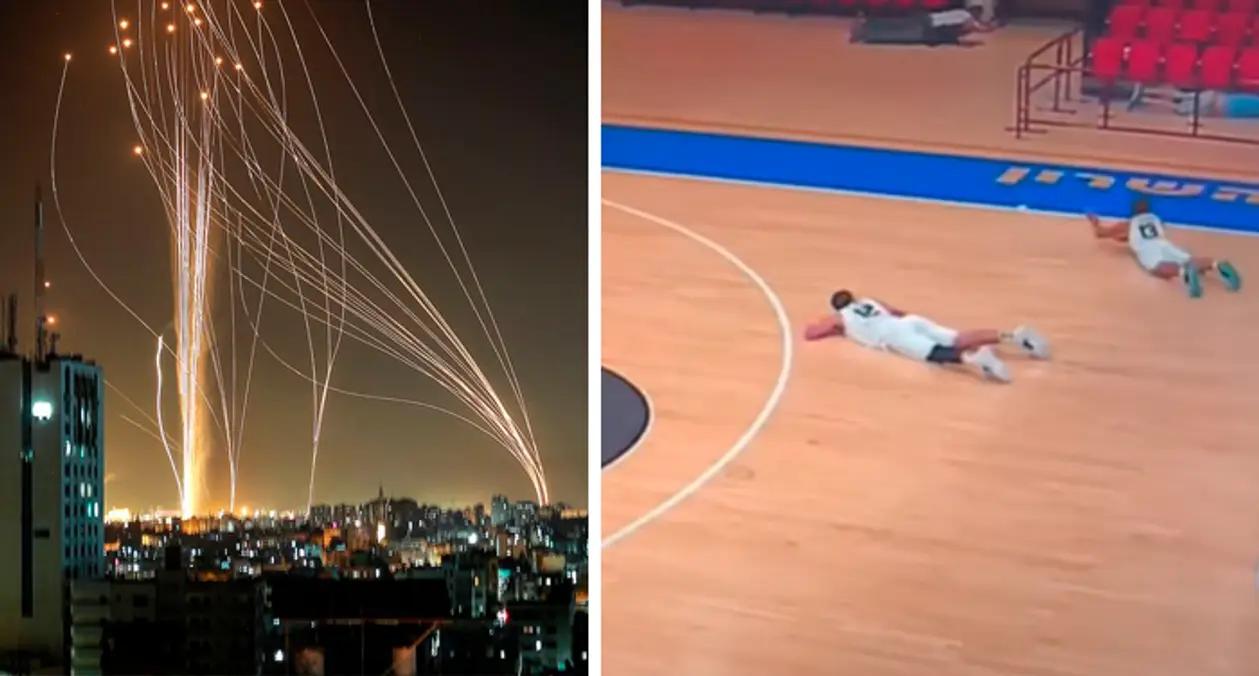 Баскетбольный матч в Израиле прервала ракетная тревога. Просто посмотрите на реакцию игроков