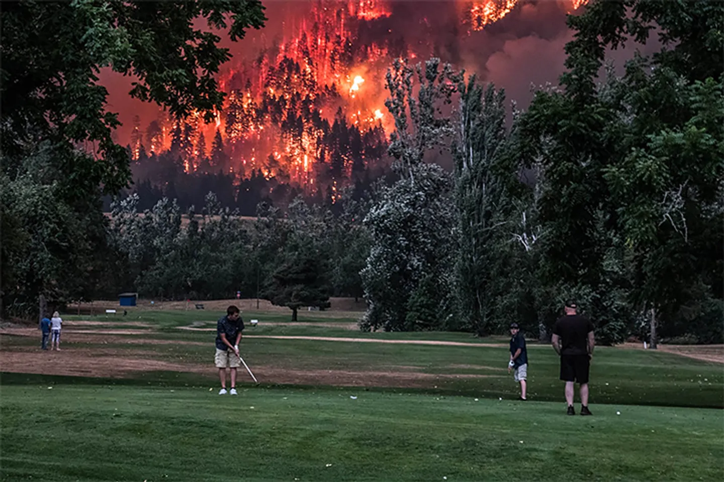 Гольф на фоне лесных пожаров в Америке