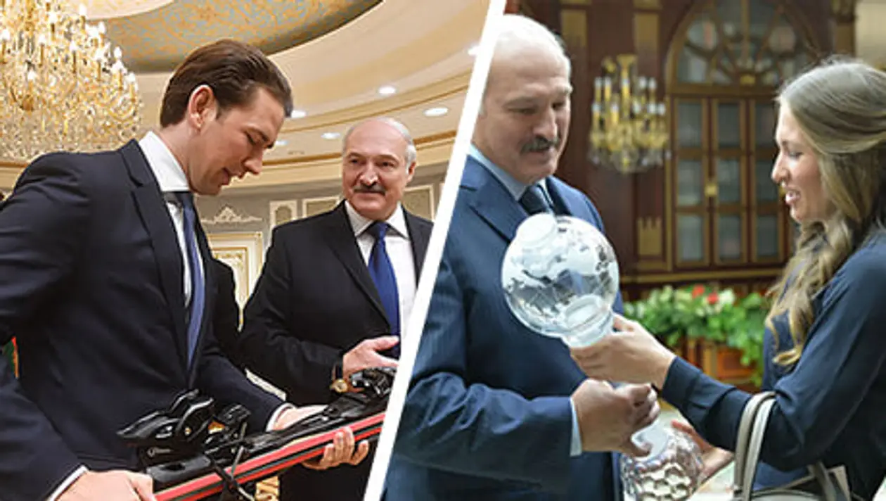 Лукашенко заваливают спортивными подарками (как много в мире добрых людей!): костюм – от Тетерина, ботинки – от фирмачей, стадион – от Китая