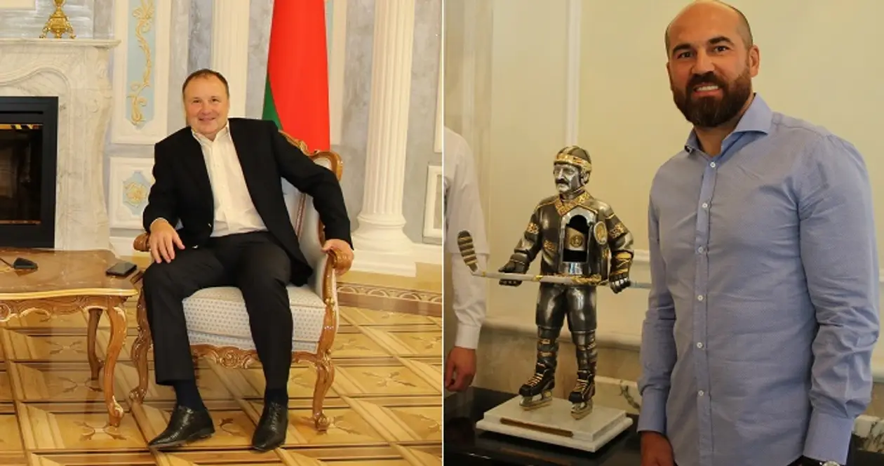 Захаров занял кресло, Калюжный оценил статую Лукашенко-хоккеиста. «Юность» посетила Дворец Независимости