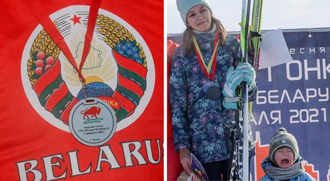 В Минске бегали на лыжах за единую Беларусь: с песней «Любимую не отдают», госфлагами и медалями патриотов