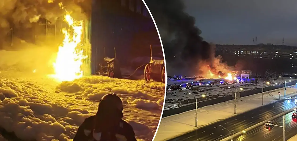 Как горело возле нового футбольного стадиона в Минске