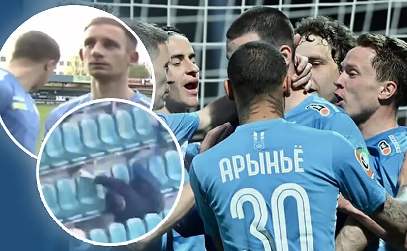 Матч «Гомеля» с минским «Динамо» полон топовых моментов — плевок во время гимна, мощный гол Бакича, скатившийся фанат