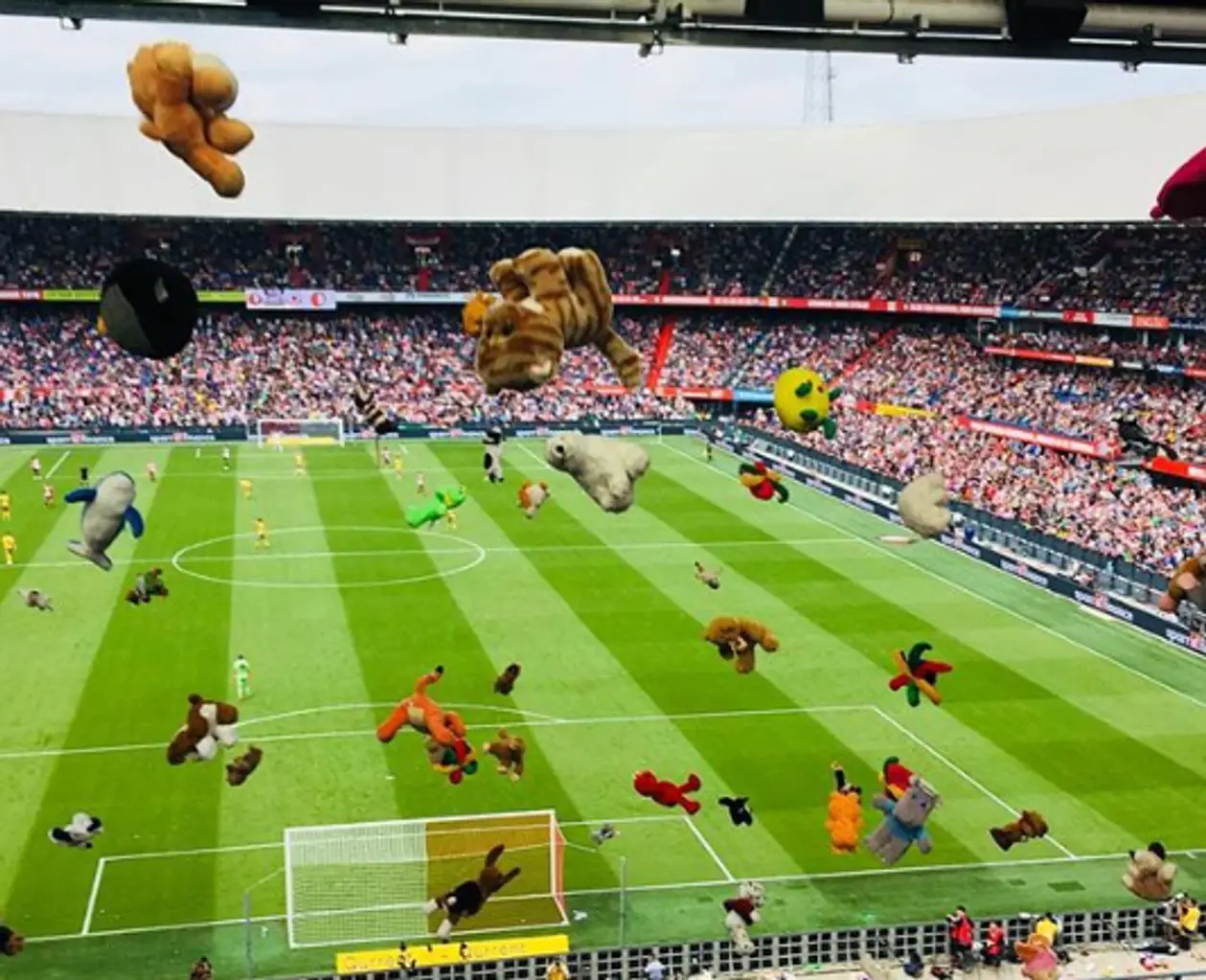 Голландские фанаты закидали детей плюшевыми игрушками во время матча
