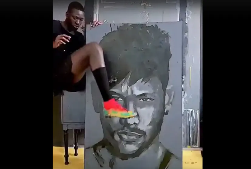Сенегальский художник нарисовал портрет Неймара бутсой. Гений! 