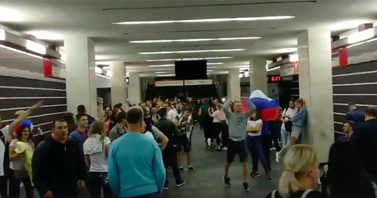 Минское метро после проигрыша сборной России. Это было довольно громко