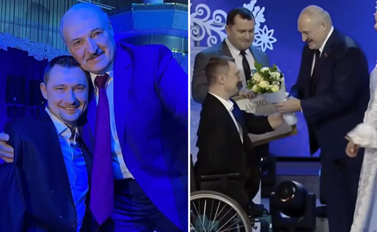 Лукашенко вдруг всучил букет человеку без рук – повезло паралимпийцу Талаю