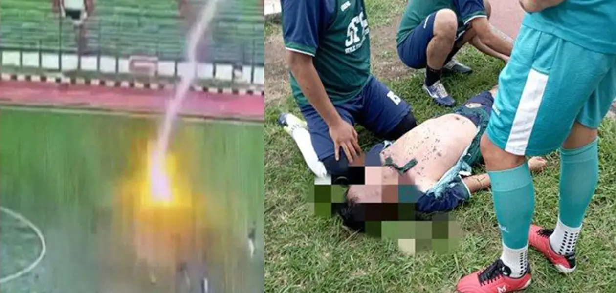 Трагедыя ў Інданезіі: у футбаліста падчас матчу ўдарыла маланка