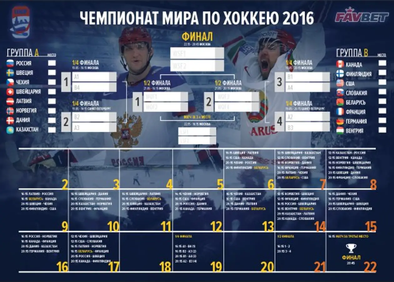 Бесплатный календарь ЧМ-2016 по хоккею от FAVBET