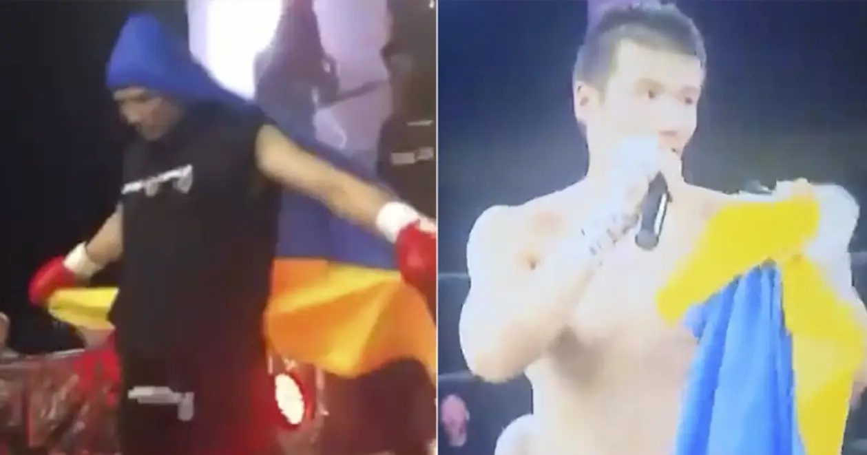 «Путин – убийца». Боксер из Казахстана вышел на бой в США с флагом Украины и высказался после победы